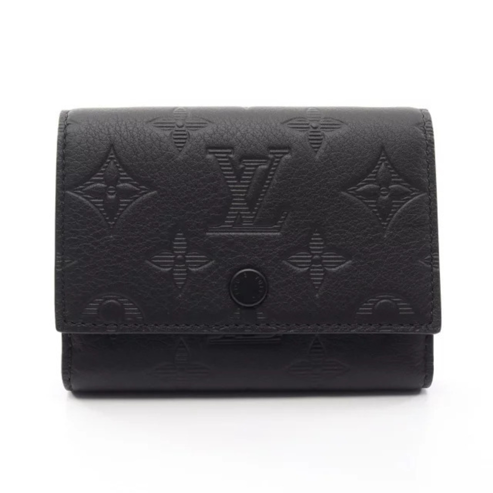 Louis Vuitton Victor Wallet Tri fold Long Leather Monogram Shadow Black